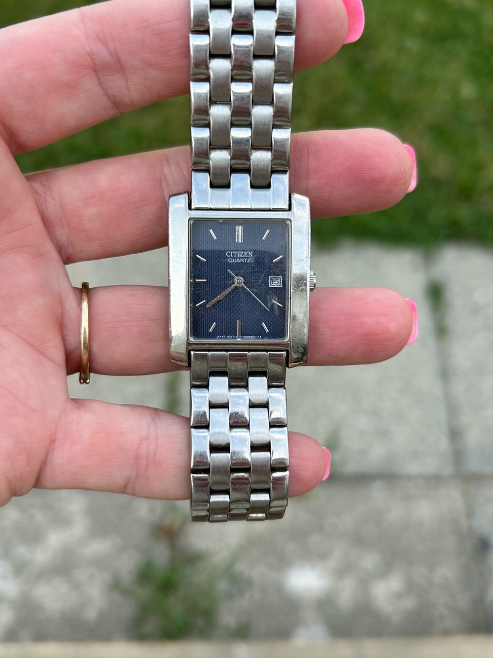 Citizen Men’s Silver Bracelet Watch with Blue Dial